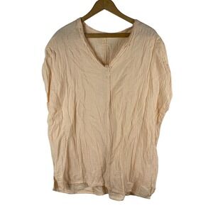 Habit Shirt Top Size Large Womens Dolman Cap Sleeve Tunic Peach Pink Knit V Neck